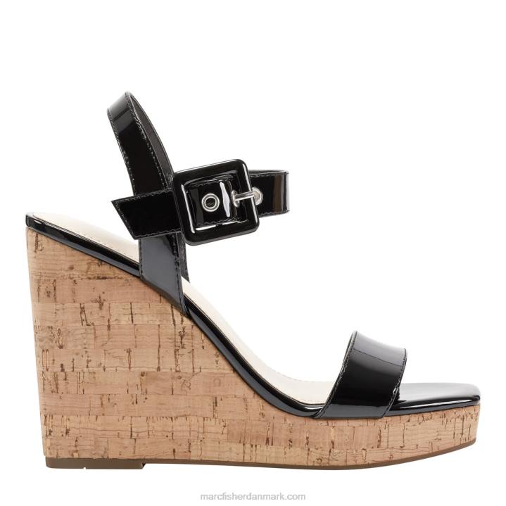 Kvinder Marc Fisher lukey wedge sandal sort patent 2080260