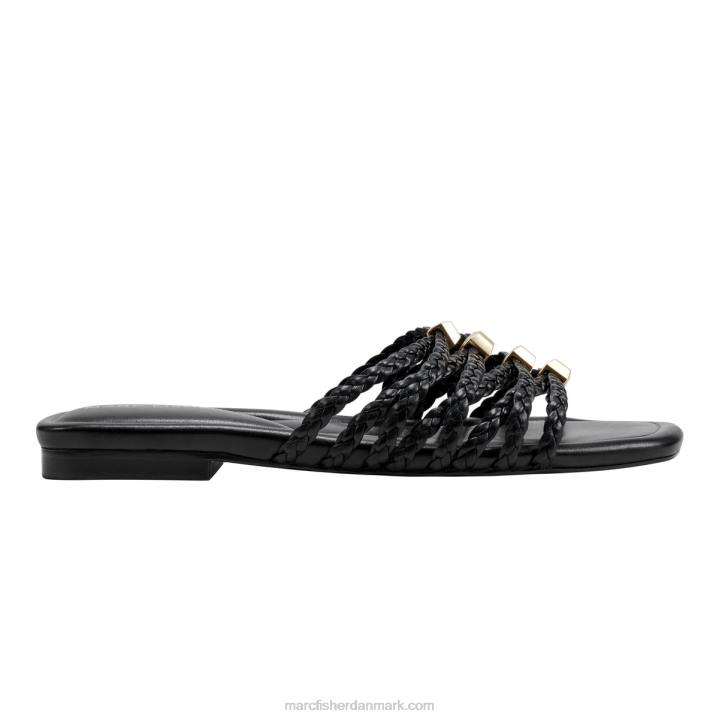 Kvinder Marc Fisher lelina flad glidende sandal sort vævet 2080486