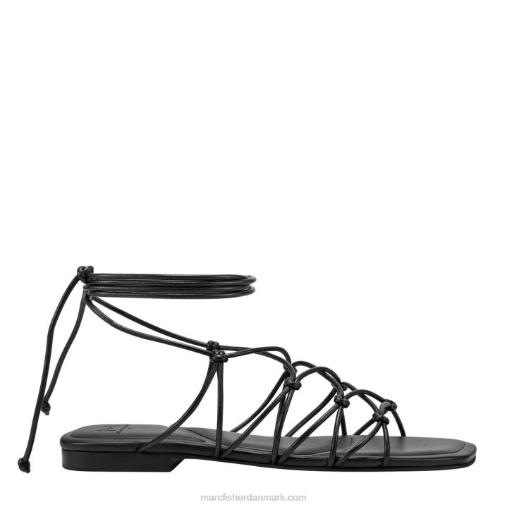 Kvinder Marc Fisher monnie ankel wrap flad sandal sort 2080271
