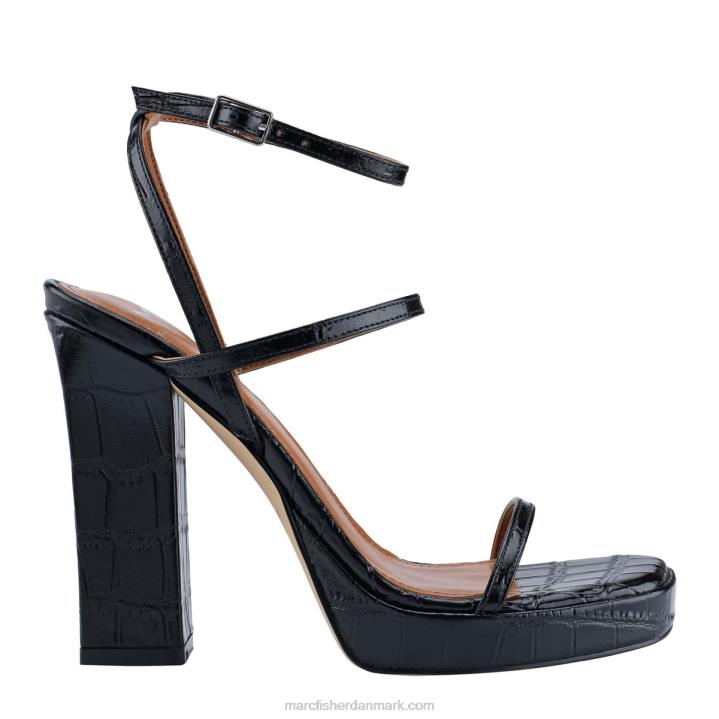 Kvinder Marc Fisher katin platform sandal sort kroko læder 2080593
