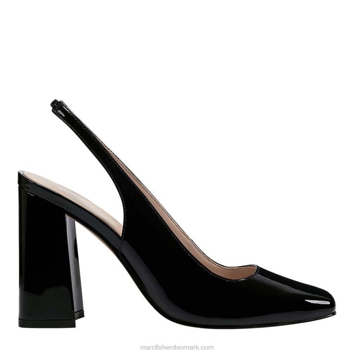 Kvinder Marc Fisher onna slingback hæl sort patent 2080383