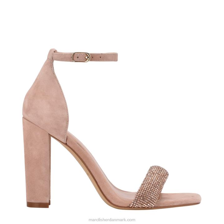 Kvinder Marc Fisher angelo sandal med hæl med ankelrem pink naturlig ruskind 2080403