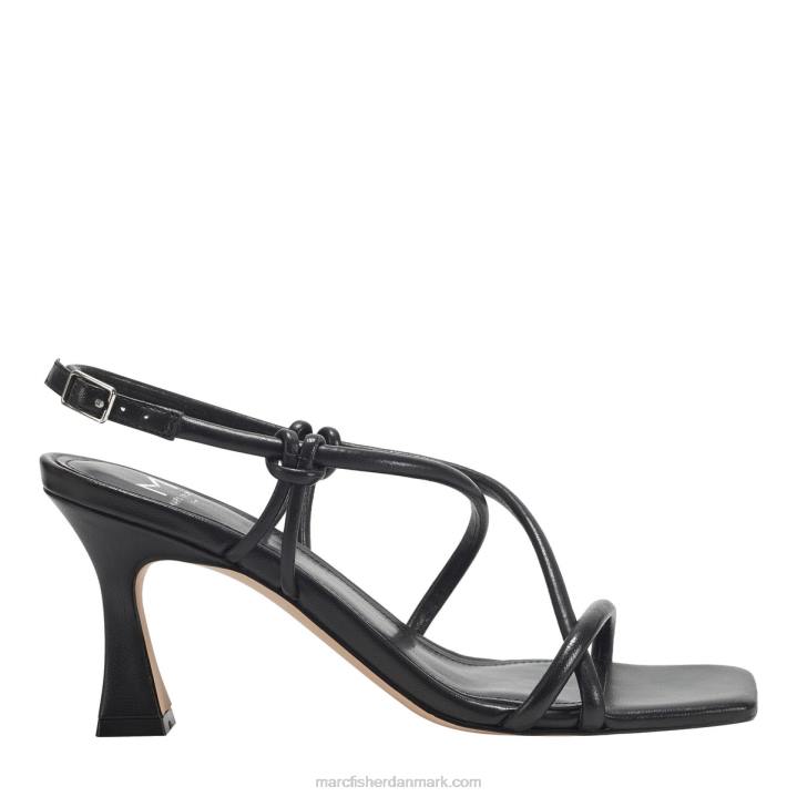 Kvinder Marc Fisher dayne sandal med slingback hæl sort læder 2080376
