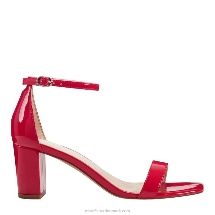 Kvinder Marc Fisher jaron sandal med hæl med ankelrem rødt patent 2080384